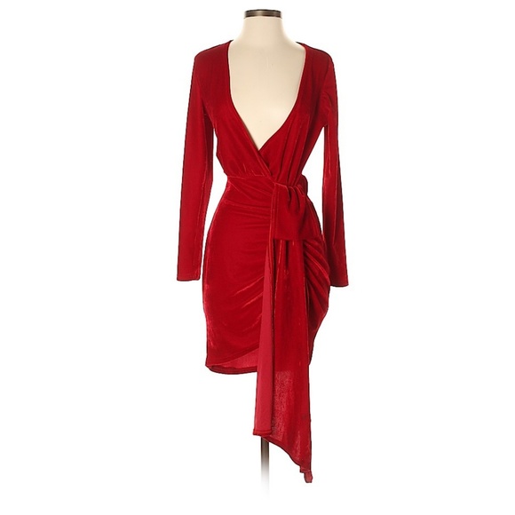 OC OrderPlus Dresses & Skirts - 🍒 Velvet Plunge Long Sleeve Cocktail Dress